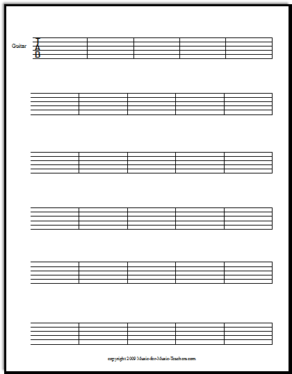 Free blank guitar tab paper